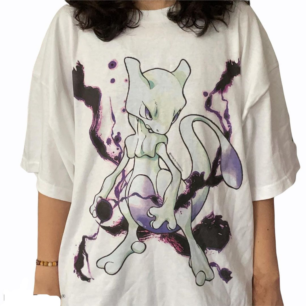 Round neck anime t-shirt Mewtwo.